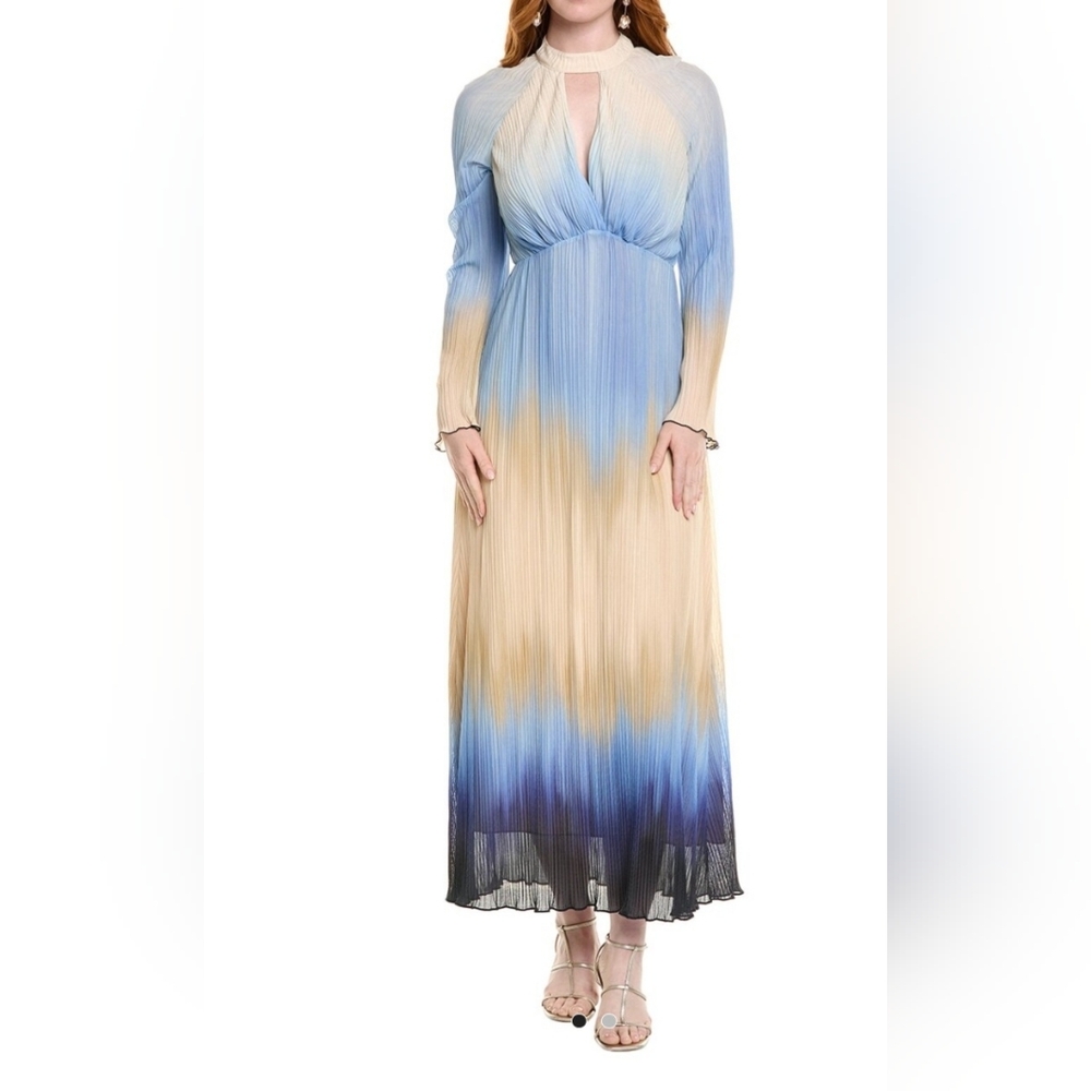 SIMKHAI Calina Ombre Long-Sleeve Midi Dress Size 4 Nee